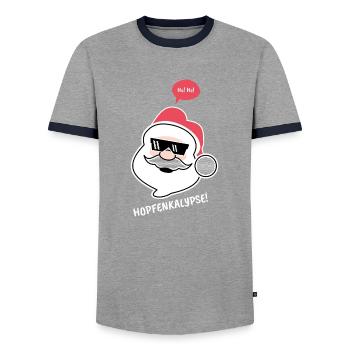 Santa Claus - Ho Ho Hopfenkalypse! - Männer Kontrast-T-Shirt - Grau/Navy  - Vorne - AI Model Female 172 light (172cm) & AI Model Male 178 light (178cm)