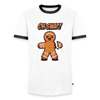 Oh Snap ! Bonhomme en pain d’épice - T-shirt contrasté Homme - blanc/noir - Devant - AI Model Female 172 light (172cm) & AI Model Male 178 dark (178cm)