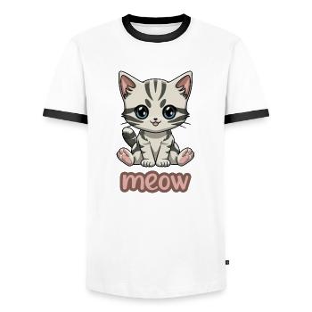 Sassy Kitten Meow - Adorable T-shirt félin amusant - T-shirt contrasté Homme - blanc/noir - Devant - AI Model Female 172 light (172cm) & AI Model Male 178 dark (178cm)