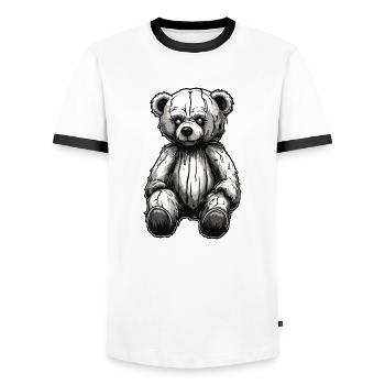 Teddybär / Kuscheltier / Stofftier / Geschenkidee - Männer Kontrast-T-Shirt - Weiß/Schwarz - Vorne - AI Model Female 172 light (172cm) & AI Model Male 178 dark (178cm)