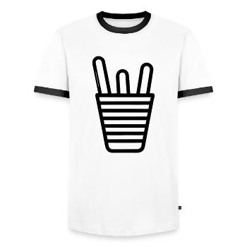 cornet de frites - T-shirt contrasté Homme - blanc/noir - Devant - AI Model Female 172 light (172cm) & AI Model Male 178 dark (178cm)