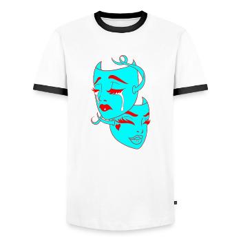 Belle femme peinture art visage femme colorée - T-shirt contrasté Homme - blanc/noir - Devant - AI Model Female 172 light (172cm) & AI Model Male 178 dark (178cm)