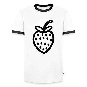 Erdbeere - Männer Kontrast-T-Shirt - Weiß/Schwarz - Vorne - AI Model Female 172 light (172cm) & AI Model Male 178 dark (178cm)