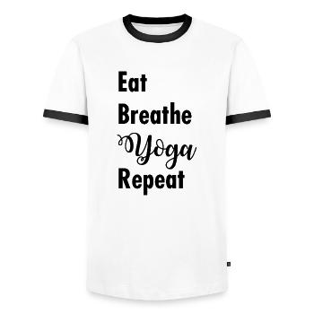 Yoga Méditation Spa Respiration - T-shirt contrasté Homme - blanc/noir - Devant - AI Model Female 172 light (172cm) & AI Model Male 178 dark (178cm)