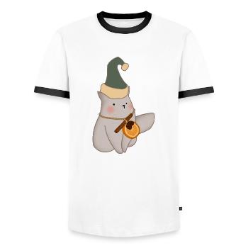 Weihnachtskatze - Männer Kontrast-T-Shirt - Weiß/Schwarz - Vorne - AI Model Female 172 light (172cm) & AI Model Male 178 dark (178cm)