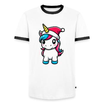 Unicorn Christmas - Men's Ringer Shirt - white/black - Front - AI Model Female 172 light (172cm) & AI Model Male 178 dark (178cm)