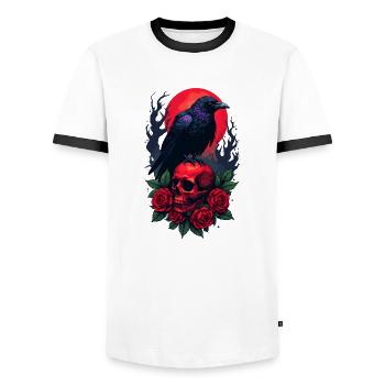 Majestätische Krähe - Männer Kontrast-T-Shirt - Weiß/Schwarz - Vorne - AI Model Female 172 light (172cm) & AI Model Male 178 dark (178cm)