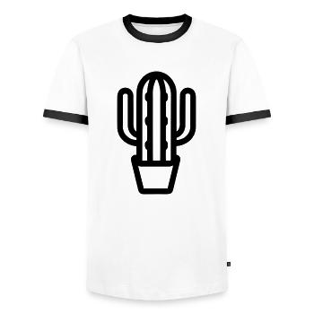 Kaktus - Männer Kontrast-T-Shirt - Weiß/Schwarz - Vorne - AI Model Female 172 light (172cm) & AI Model Male 178 dark (178cm)