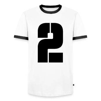 2 - T-shirt contrasté Homme - blanc/noir - Devant - AI Model Female 172 light (172cm) & AI Model Male 178 dark (178cm)
