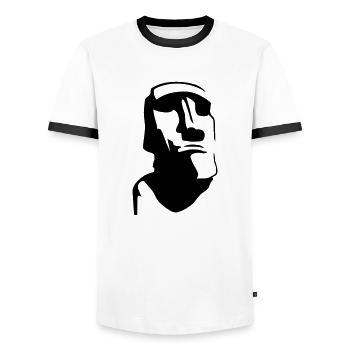Easter Island - Men's Ringer Shirt - white/black - Front - AI Model Female 172 light (172cm) & AI Model Male 178 dark (178cm)