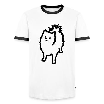 Spitz - Männer Kontrast-T-Shirt - Weiß/Schwarz - Vorne - AI Model Female 172 light (172cm) & AI Model Male 178 dark (178cm)