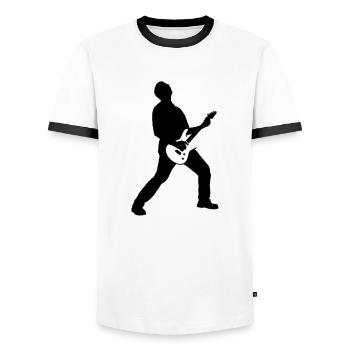 guitarrocker_032012_c_1c - T-shirt contrasté Homme - blanc/noir - Devant - AI Model Female 172 light (172cm) & AI Model Male 178 dark (178cm)