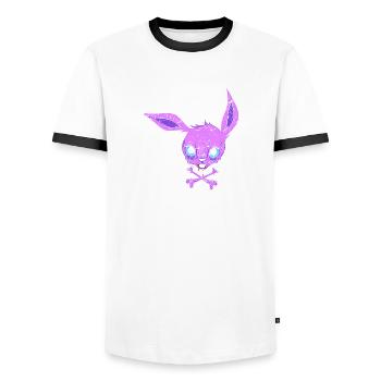 Lapin énérvé ghetto - T-shirt contrasté Homme - blanc/noir - Devant - AI Model Female 172 light (172cm) & AI Model Male 178 dark (178cm)