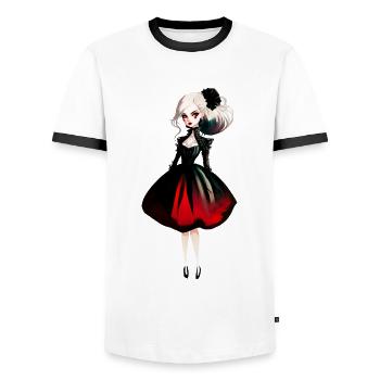 Madame Red - Men's Ringer Shirt - white/black - Front - AI Model Female 172 light (172cm) & AI Model Male 178 dark (178cm)
