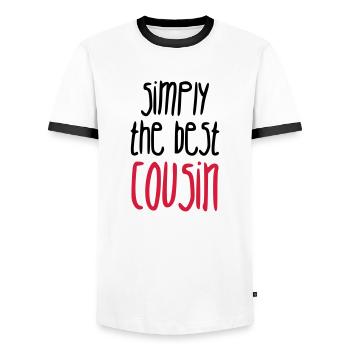 Oncle / Tante / Cousin / Cousine - T-shirt contrasté Homme - blanc/noir - Devant - AI Model Female 172 light (172cm) & AI Model Male 178 dark (178cm)