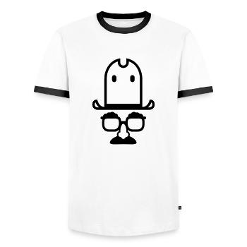 Nasenbrille mit Hut - THE PHONE COMPANY - Männer Kontrast-T-Shirt - Weiß/Schwarz - Vorne - AI Model Female 172 light (172cm) & AI Model Male 178 dark (178cm)