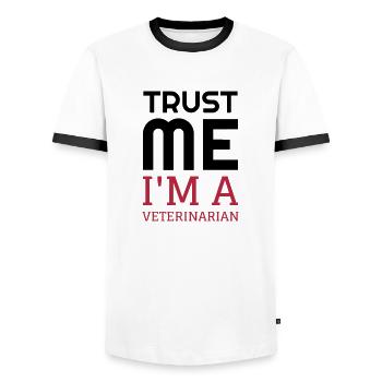 Vétérinaire / Animal / Travail / Métier / Job - T-shirt contrasté Homme - blanc/noir - Devant - AI Model Female 172 light (172cm) & AI Model Male 178 dark (178cm)