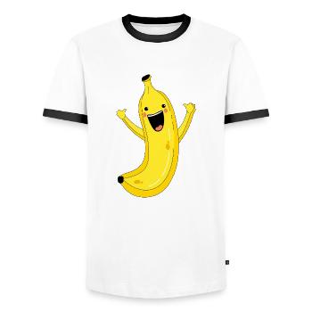 Happiness and banana - Men's Ringer Shirt - white/black - Front - AI Model Female 172 light (172cm) & AI Model Male 178 dark (178cm)