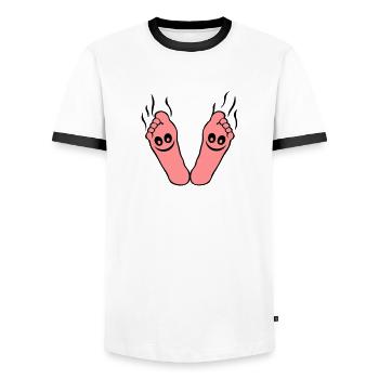 fussgeruch rauch stinken - T-shirt contrasté Homme - blanc/noir - Devant - AI Model Female 172 light (172cm) & AI Model Male 178 dark (178cm)