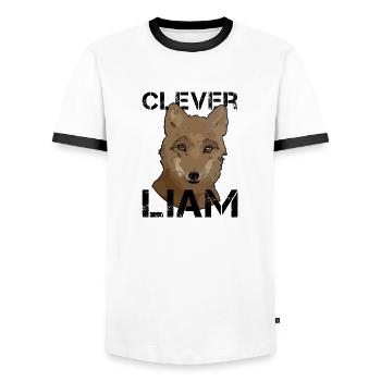 Liam's birthday Liam - Men's Ringer Shirt - white/black - Front - AI Model Female 172 light (172cm) & AI Model Male 178 dark (178cm)