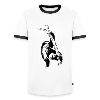 Sloth sloth illustration drawing - Men's Ringer Shirt - white/black - Front - AI Model Female 172 light (172cm) & AI Model Male 178 dark (178cm)