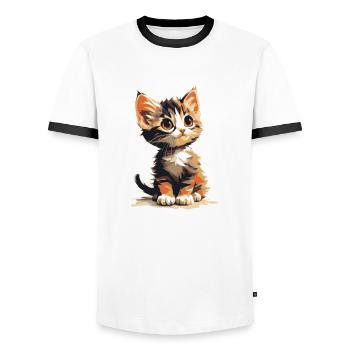 Kätzchen - Männer Kontrast-T-Shirt - Weiß/Schwarz - Vorne - AI Model Female 172 light (172cm) & AI Model Male 178 dark (178cm)