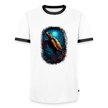 duck green tribal turtle turtle lover geek - Men's Ringer Shirt - white/black - Front - AI Model Female 172 light (172cm) & AI Model Male 178 dark (178cm)