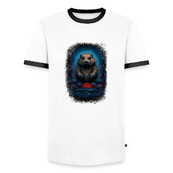 Drôles de dictons Badgers Beaver Dam Beaver Tee Shirt - T-shirt contrasté Homme - blanc/noir - Devant - AI Model Female 172 light (172cm) & AI Model Male 178 dark (178cm)