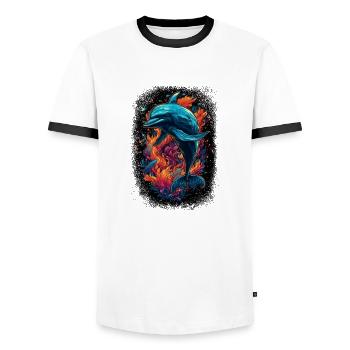 Idée cadeau Broward Fisherman Cool Happy - T-shirt contrasté Homme - blanc/noir - Devant - AI Model Female 172 light (172cm) & AI Model Male 178 dark (178cm)