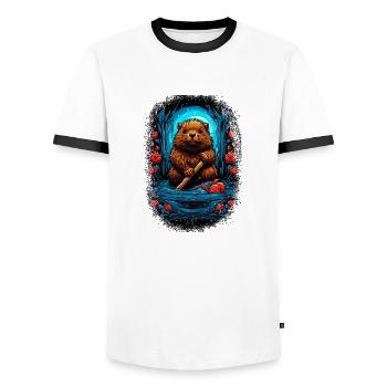 Animal de compagnie adulte Love Badgers cadeau d’anniversaire - T-shirt contrasté Homme - blanc/noir - Devant - AI Model Female 172 light (172cm) & AI Model Male 178 dark (178cm)