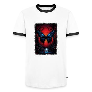 mignon humour tendance drôle citation papillon - T-shirt contrasté Homme - blanc/noir - Devant - AI Model Female 172 light (172cm) & AI Model Male 178 dark (178cm)