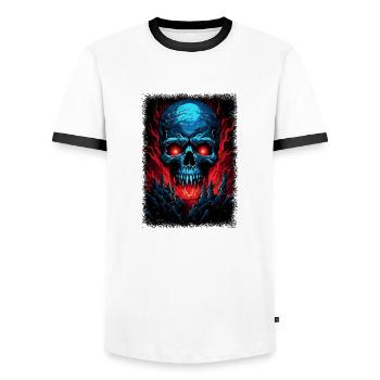 Gift Idea Scary Skater Love Spooky Drawing Anatomy - Men's Ringer Shirt - white/black - Front - AI Model Female 172 light (172cm) & AI Model Male 178 dark (178cm)