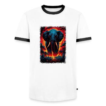 Hamsa Hand Nature Gift Pineapple Cool Gift Idea - Men's Ringer Shirt - white/black - Front - AI Model Female 172 light (172cm) & AI Model Male 178 dark (178cm)