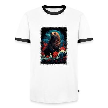 Sweet Digital Art Les activistes des droits des animaux scellent - T-shirt contrasté Homme - blanc/noir - Devant - AI Model Female 172 light (172cm) & AI Model Male 178 dark (178cm)