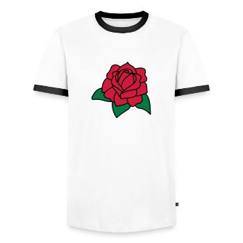 red rose - Männer Kontrast-T-Shirt - Weiß/Schwarz - Vorne - AI Model Female 172 light (172cm) & AI Model Male 178 dark (178cm)