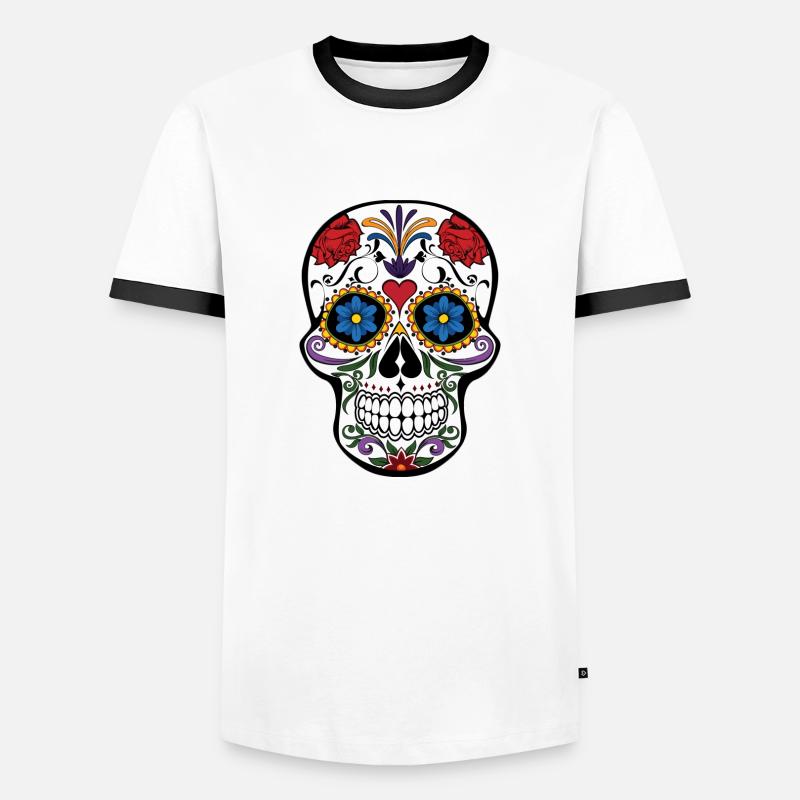 Bunter Schädel - Männer Kontrast-T-Shirt - Weiß/Schwarz
