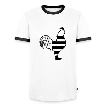 coq breton embleme bretagne nouveau fran - T-shirt contrasté Homme - blanc/noir - Devant - AI Model Female 172 light (172cm) & AI Model Male 178 dark (178cm)