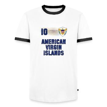 Équipe de football des îles Vierges américaines - T-shirt contrasté Homme - blanc/noir - Devant - AI Model Female 172 light (172cm) & AI Model Male 178 dark (178cm)