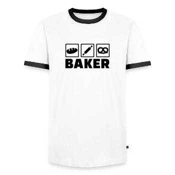 Baker - Men's Ringer Shirt - white/black - Front - AI Model Female 172 light (172cm) & AI Model Male 178 dark (178cm)