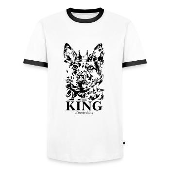 Mudi Roi de tout Dire Chiens Wilsigns - T-shirt contrasté Homme - blanc/noir - Devant - AI Model Female 172 light (172cm) & AI Model Male 178 dark (178cm)