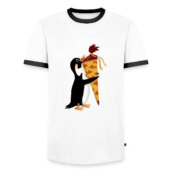 pinguin schultüte - Männer Kontrast-T-Shirt - Weiß/Schwarz - Vorne - AI Model Female 172 light (172cm) & AI Model Male 178 dark (178cm)