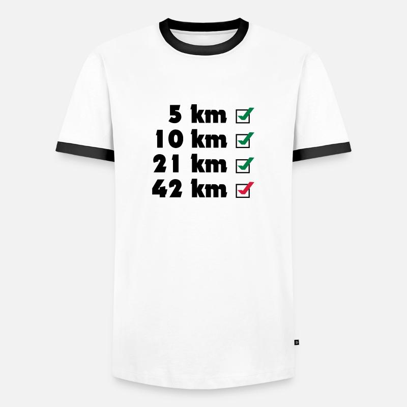 Marathon Checklist - Männer Kontrast-T-Shirt - Weiß/Schwarz