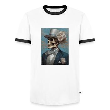 Ghotic Class - Men's Ringer Shirt - white/black - Front - AI Model Female 172 light (172cm) & AI Model Male 178 dark (178cm)