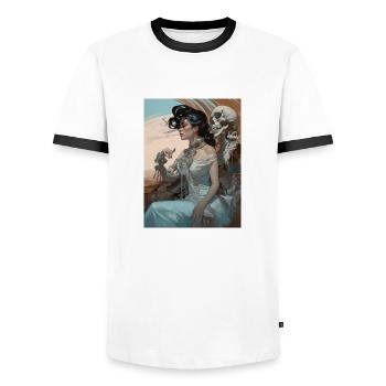 Ghotic Class - Men's Ringer Shirt - white/black - Front - AI Model Female 172 light (172cm) & AI Model Male 178 dark (178cm)