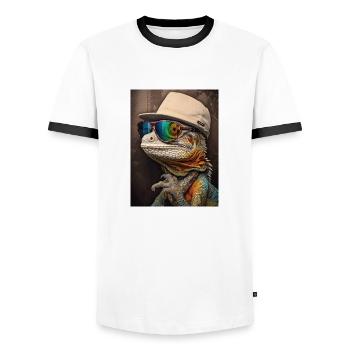 Tierischer Stil - Männer Kontrast-T-Shirt - Weiß/Schwarz - Vorne - AI Model Female 172 light (172cm) & AI Model Male 178 dark (178cm)