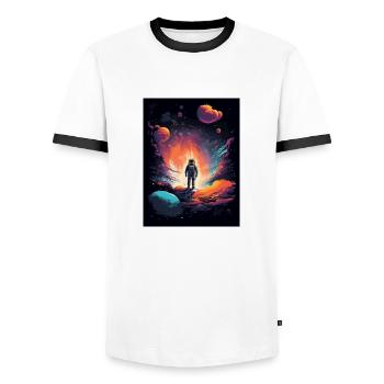 Spacewalk Astronaut - Men's Ringer Shirt - white/black - Front - AI Model Female 172 light (172cm) & AI Model Male 178 dark (178cm)
