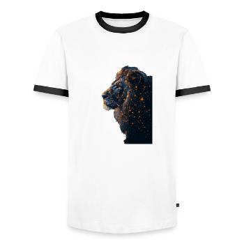 Lion - T-shirt contrasté Homme - blanc/noir - Devant - AI Model Female 172 light (172cm) & AI Model Male 178 dark (178cm)