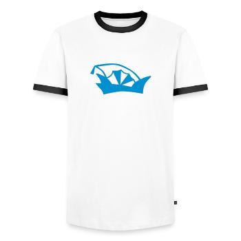 Fool's cap carnival - Men's Ringer Shirt - white/black - Front - AI Model Female 172 light (172cm) & AI Model Male 178 dark (178cm)