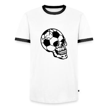 death head football ball head dead skul - Men's Ringer Shirt - white/black - Front - AI Model Female 172 light (172cm) & AI Model Male 178 dark (178cm)