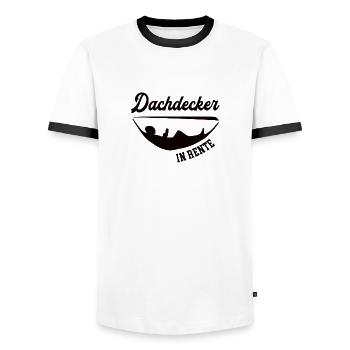 Dachdecker in Rente Rentenbeginn Dachdeckerei Chef - Männer Kontrast-T-Shirt - Weiß/Schwarz - Vorne - AI Model Female 172 light (172cm) & AI Model Male 178 dark (178cm)